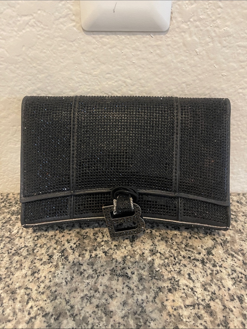 Black Crystal Embellished Evening Clutch